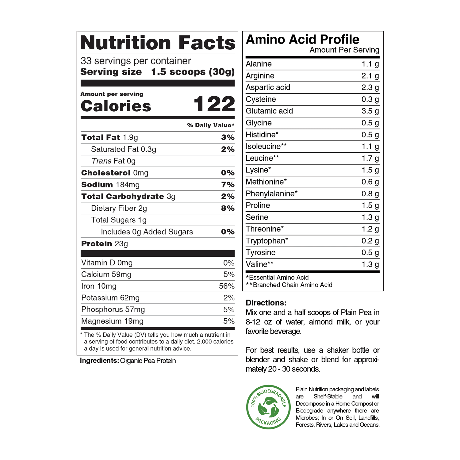 Plain Pea Organic Pea Protein Powder Plain Nutrition plain-pea-organic-pea-protein-powder-plain-nutrition